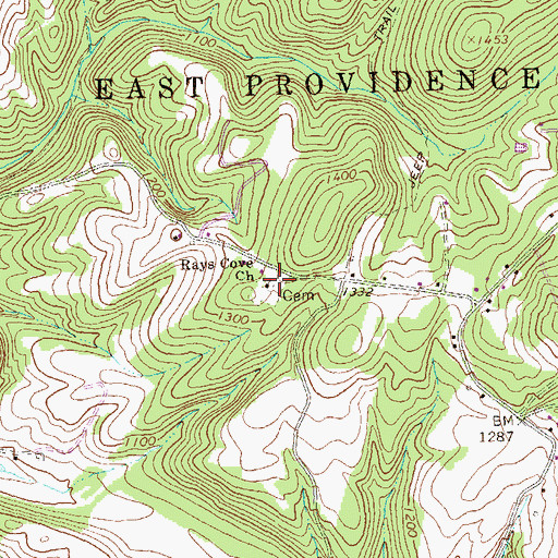 Topographic Map of Rays Cove Church, PA