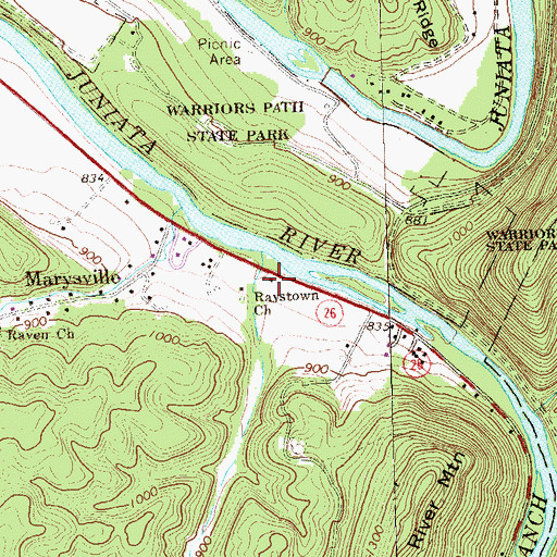 Topographic Map of Raystown Church, PA