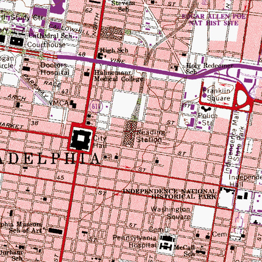 Topographic Map of Reading Station, PA