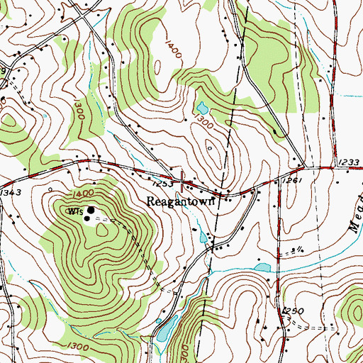 Topographic Map of Reagantown, PA