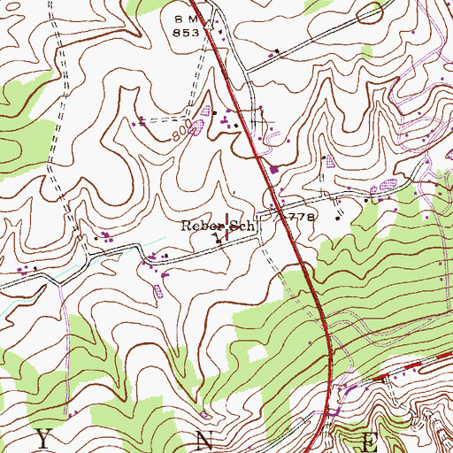 Topographic Map of Reber School, PA