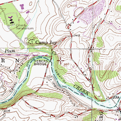 Topographic Map of Rebers Bridge, PA