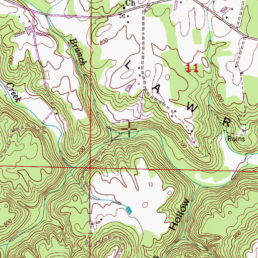 Topographic Map of Ford Branch, AL