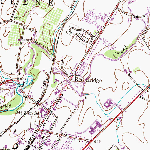 Topographic Map of Red Bridge, PA