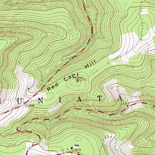Topographic Map of Red Cap Hill, PA