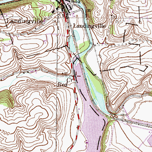 Topographic Map of Red Creek, PA