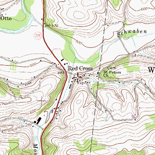 Topographic Map of Red Cross, PA