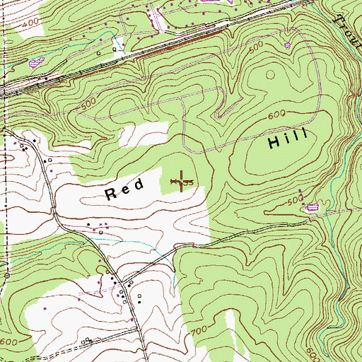 Topographic Map of Red Hill, PA