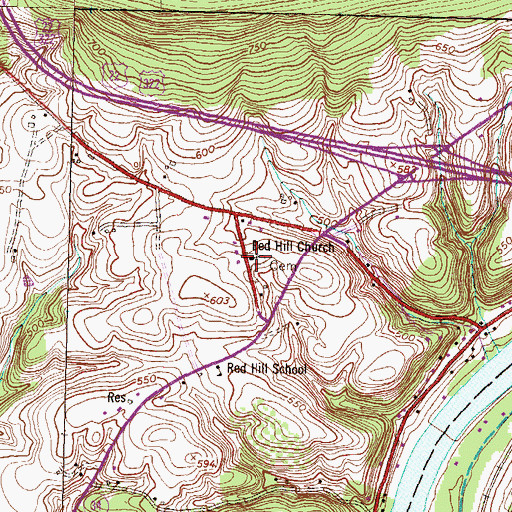 Topographic Map of Red Hill Church, PA
