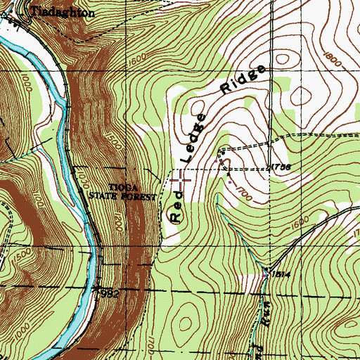 Topographic Map of Red Ledge Ridge, PA