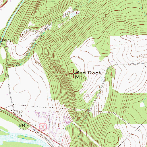Topographic Map of Red Rock Mountain, PA