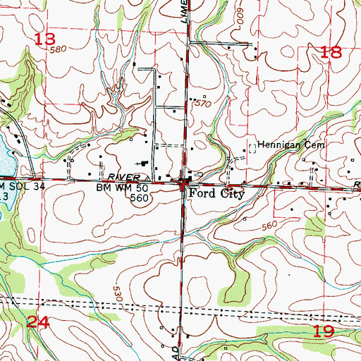 Topographic Map of Ford City, AL