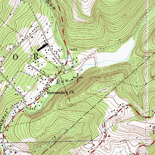 Topographic Map of Red Run, PA