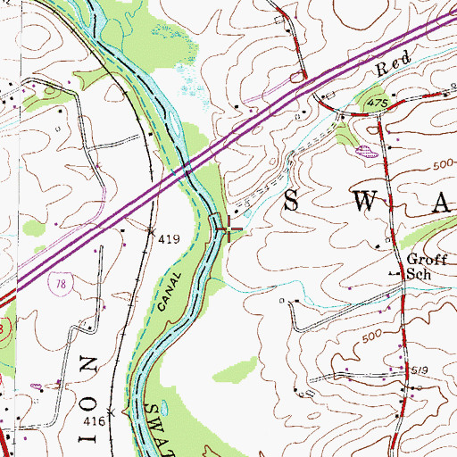 Topographic Map of Red Run, PA