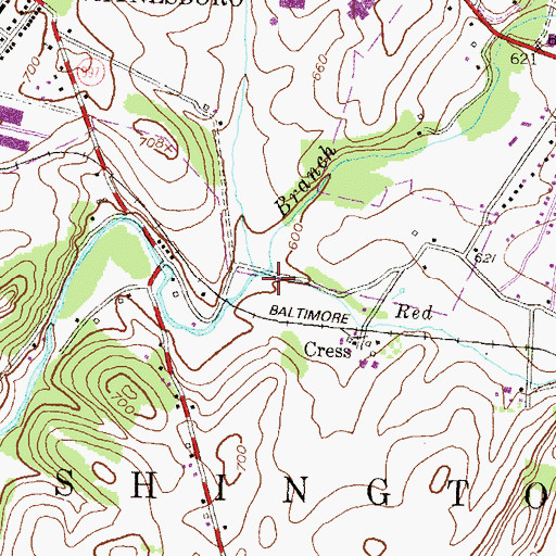 Topographic Map of Red Run, PA