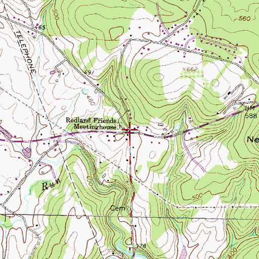 Topographic Map of Redland Friends Meetinghouse, PA
