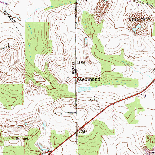 Topographic Map of Redmond, PA