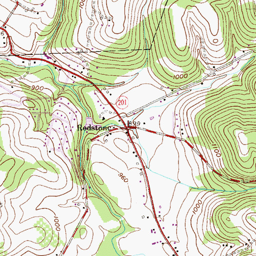Topographic Map of Redstone, PA