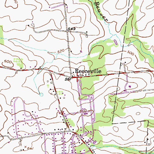Topographic Map of Reeceville, PA