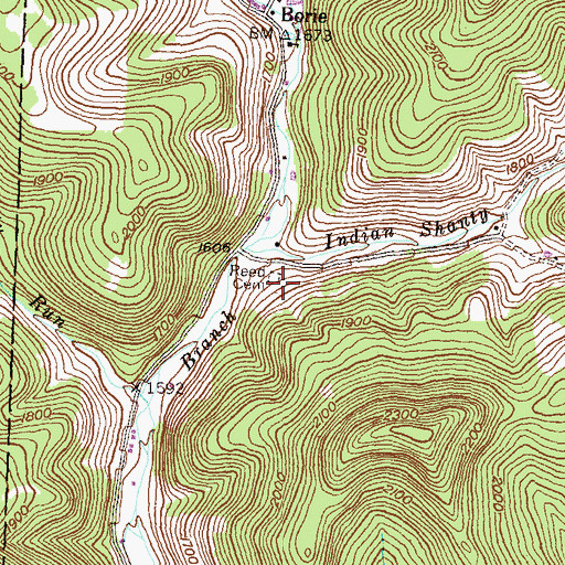 Topographic Map of Reed Cemetery, PA