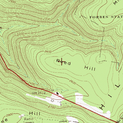 Topographic Map of Reed Hill, PA