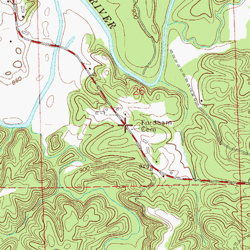 Topographic Map of Fordham Cemetery, AL