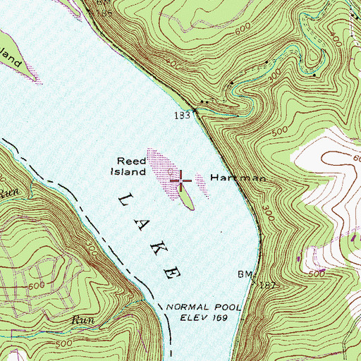 Topographic Map of Reed Island, PA
