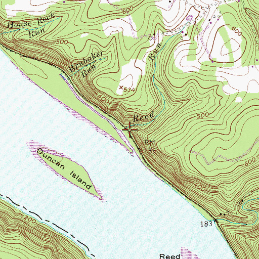 Topographic Map of Reed Run, PA