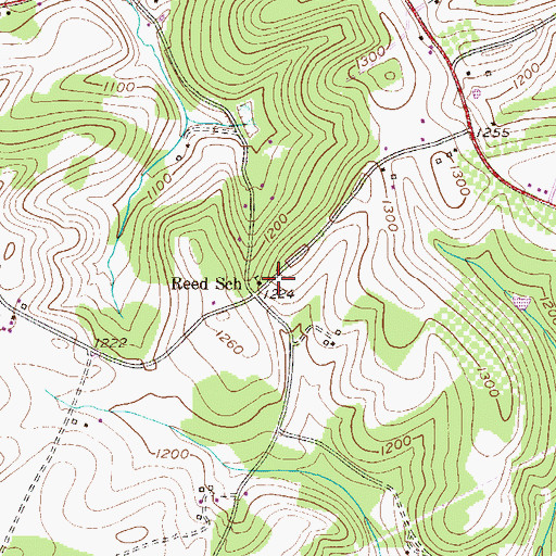 Topographic Map of Reed School, PA