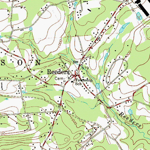 Topographic Map of Reeders, PA