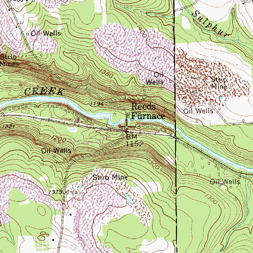 Topographic Map of Reeds Furnace, PA