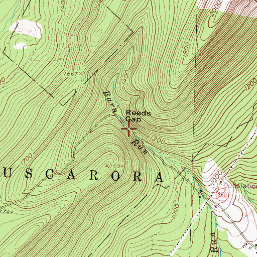 Topographic Map of Reeds Gap, PA