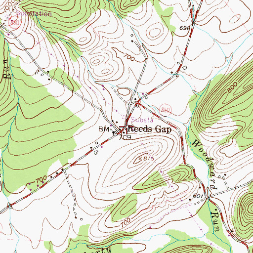 Topographic Map of Reeds Gap, PA