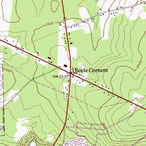 Topographic Map of Reels Corners, PA
