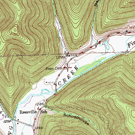 Topographic Map of Rees Cemetery, PA
