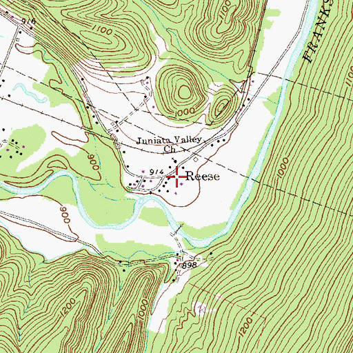 Topographic Map of Reese, PA
