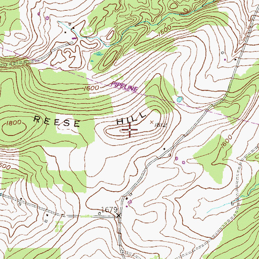 Topographic Map of Reese Hill, PA