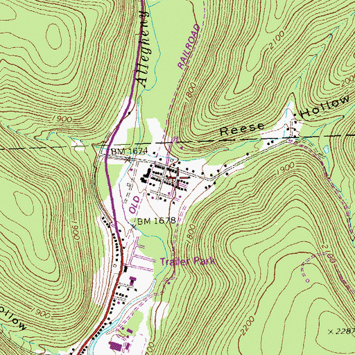 Topographic Map of Reese Hollow, PA