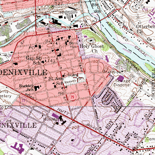 Topographic Map of Reeves Park, PA