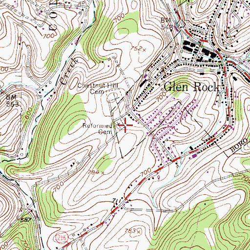 Topographic Map of Reformed Cemetery, PA