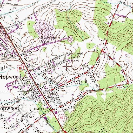 Topographic Map of Reformed Jewish Cemetery, PA