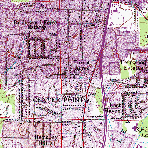 Topographic Map of Forest Acres, AL