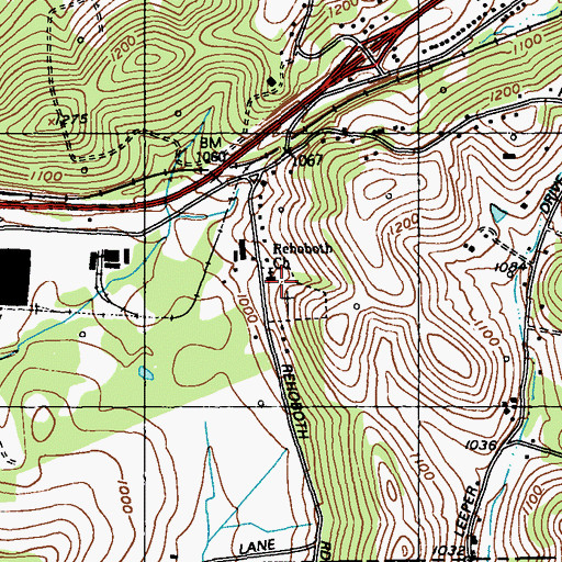 Topographic Map of Rehoboth Church, PA