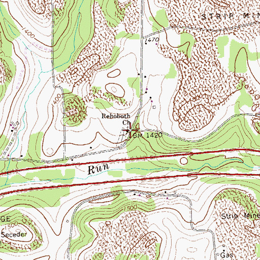 Topographic Map of Rehoboth Church, PA