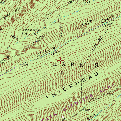 Topographic Map of Reichley Trail, PA