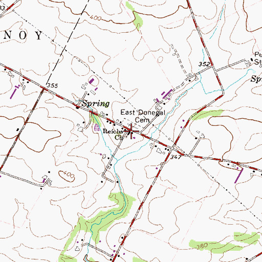 Topographic Map of Reichs Church, PA