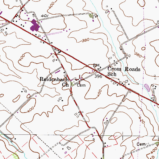 Topographic Map of Reidenbach Church, PA