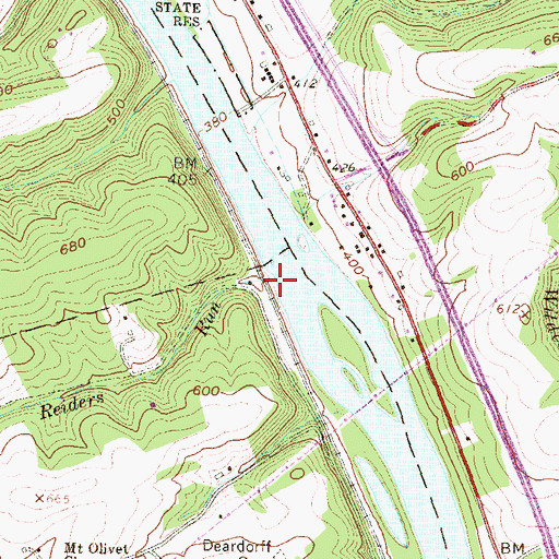 Topographic Map of Reiders Run, PA
