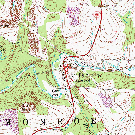 Topographic Map of Reidsburg, PA