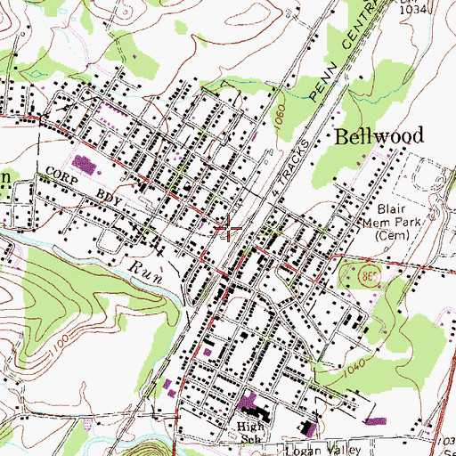 Topographic Map of Reightown, PA